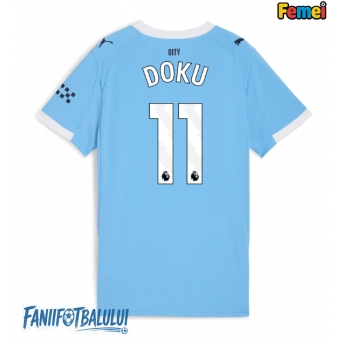 Manchester City Jeremy Doku #11 Tricou Fotbal Replică 2025-26 Femei Acasa